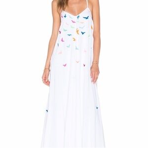 Mara Hoffman White Embroidered Birds Maxi Dress Sz S